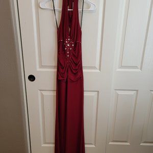 Burgundy Blingy Halter Jumpsuit